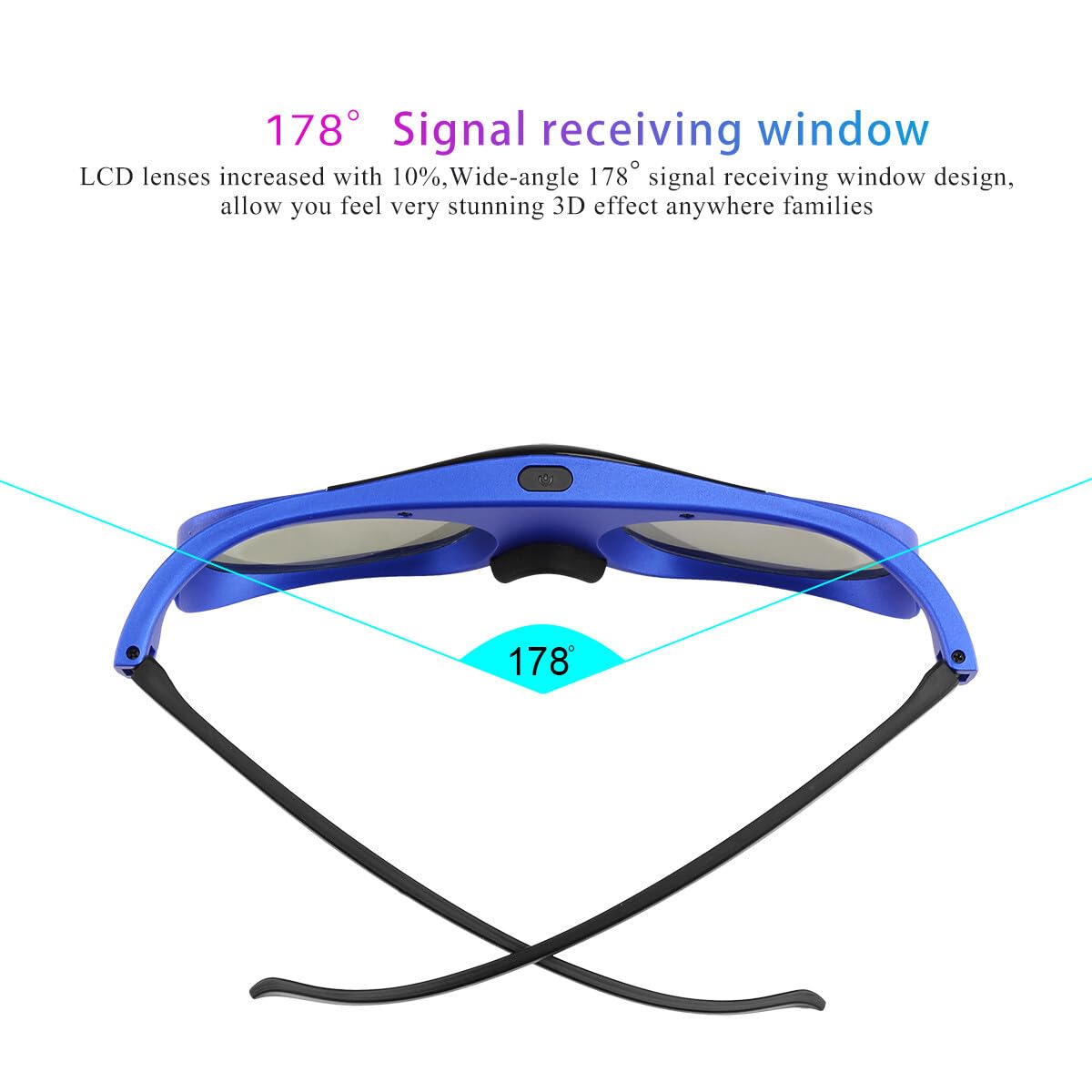 Lunettes 3D rechargeables à obturateur actif pour tous les projecteurs DLP Link 3D rechargeables compatibles avec projecteur DLP ViewSonic BenQ Optoma Viewsonic DLP, FBA-178ZW-yanjing