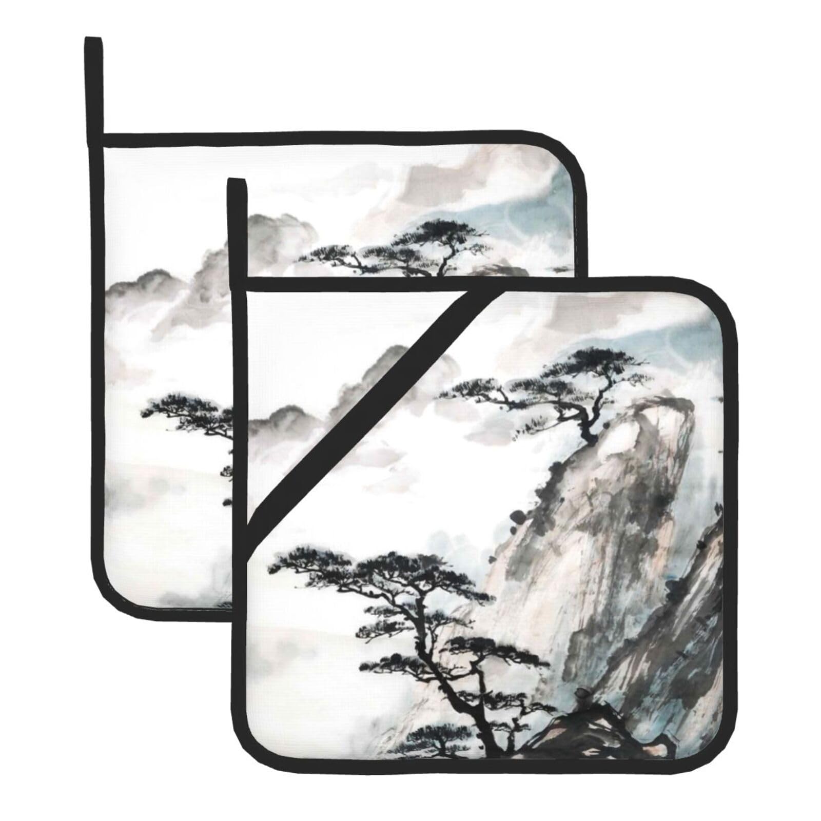 KFRXXZQB 2-Pack Square Pot Holders, Oven Mitts For Baking & Bbq