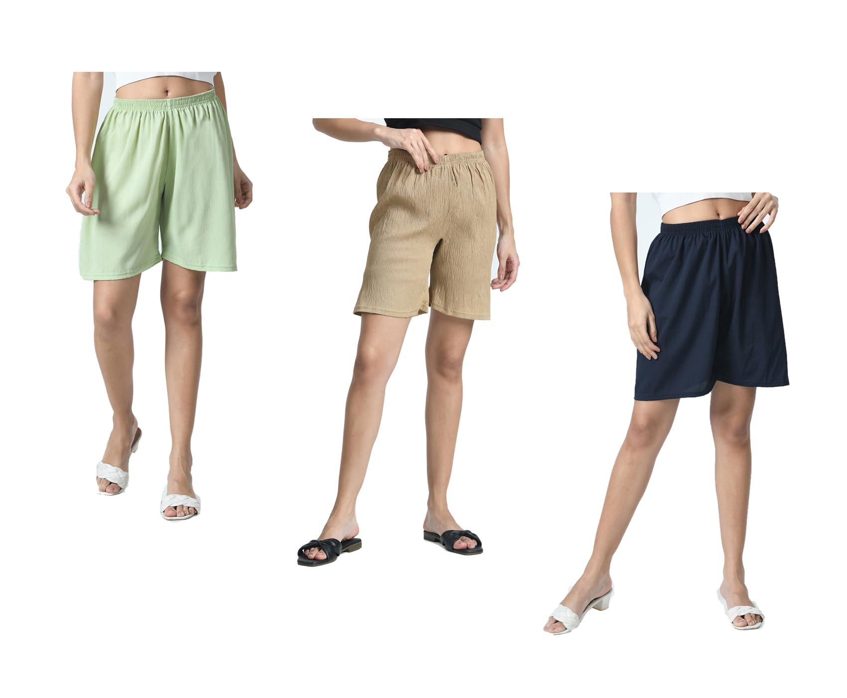 Women Crepe Solid Hotpant Shorts for Summer [Pack of 3]-picture-56