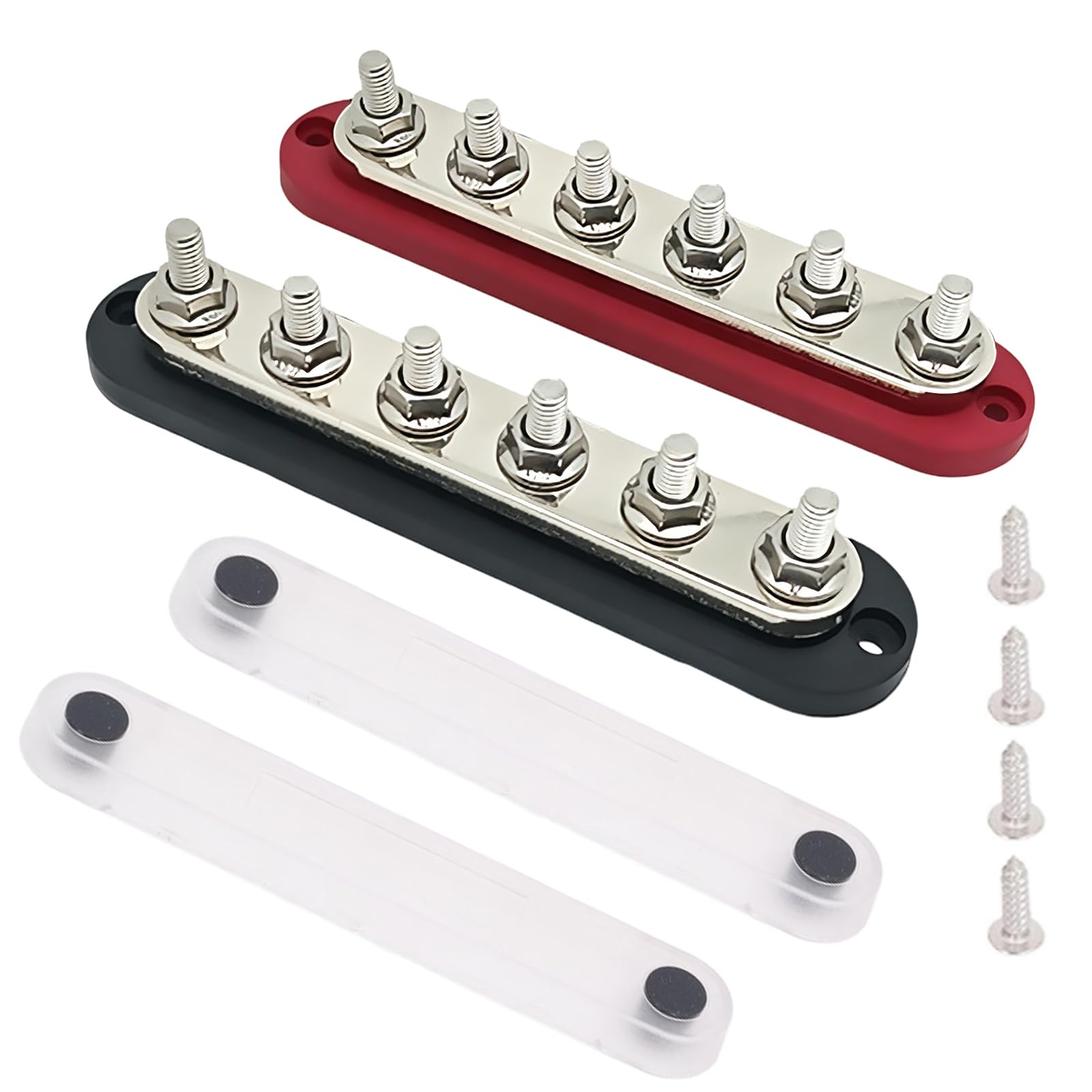 2 Stück 300A Batterie-Sammelschiene 12V-24V Sammelschiene Verteilerblock Stromverteilungsblock Kupfer Busbar mit 6xM8 Bolzen Klemmleisten Busbars für Auto Marine RV Wohnmobil Lkw Elektrik