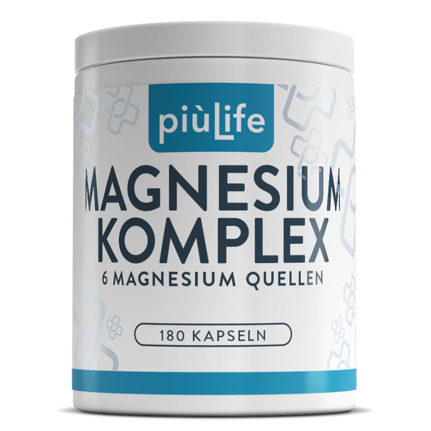 Magnesium Komplex Hochdosiert 400 mg – 180 Kapseln – 6-fach Magnesium aus organischen Verbindungen: Bisglycinat, Citrat, Pidolatat, Gluconat, Carbonat, Oxid – Vegan, Ohne Gluten & Laktose – PiùLife