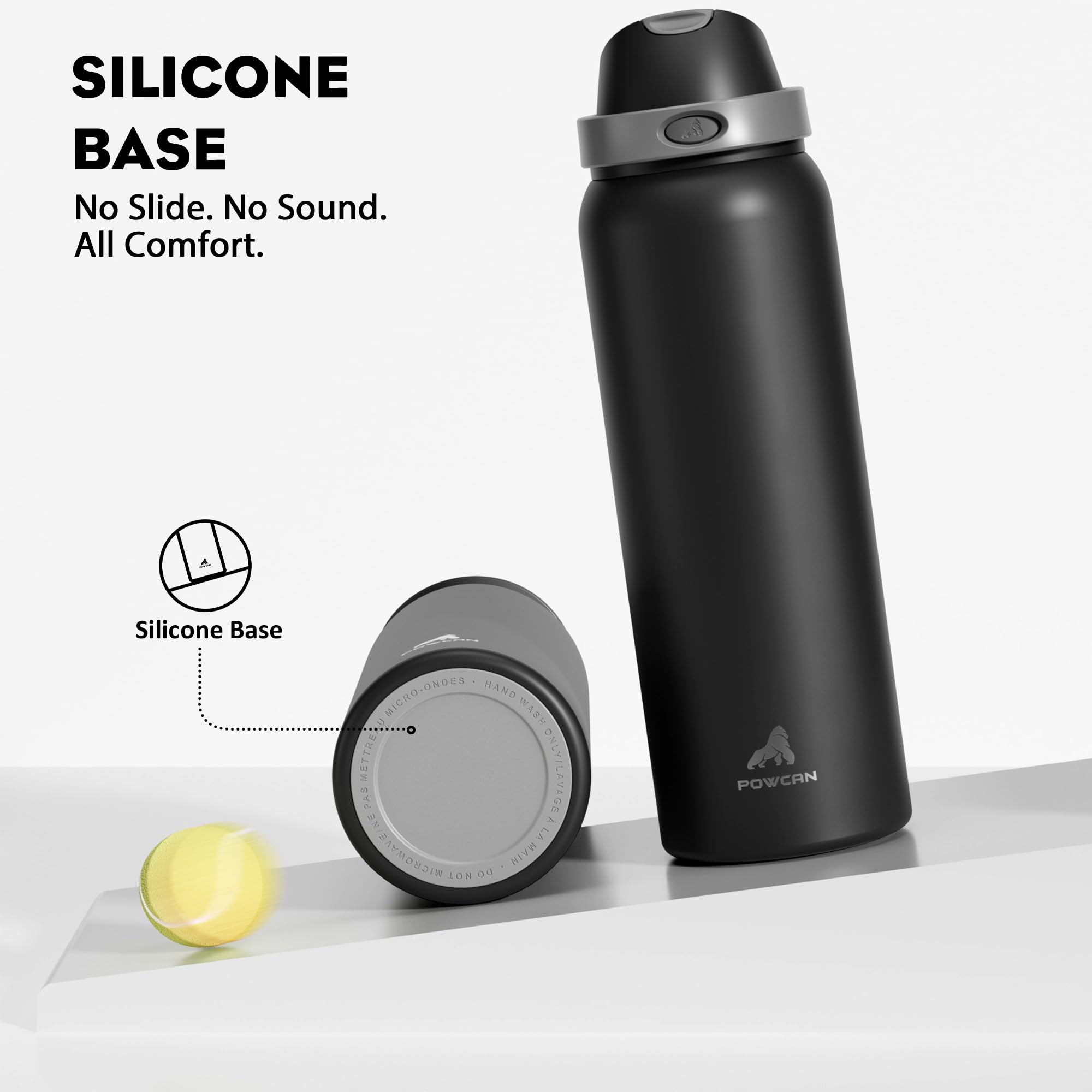 POWCAN Borraccia termica da uomo da 1180 ml: beccuccio a pulsante e cannuccia a chiusura rapida, a prova di perdite, fredda per 24 ore, grande bottiglia d'acqua in acciaio inox, per sport, campeggio