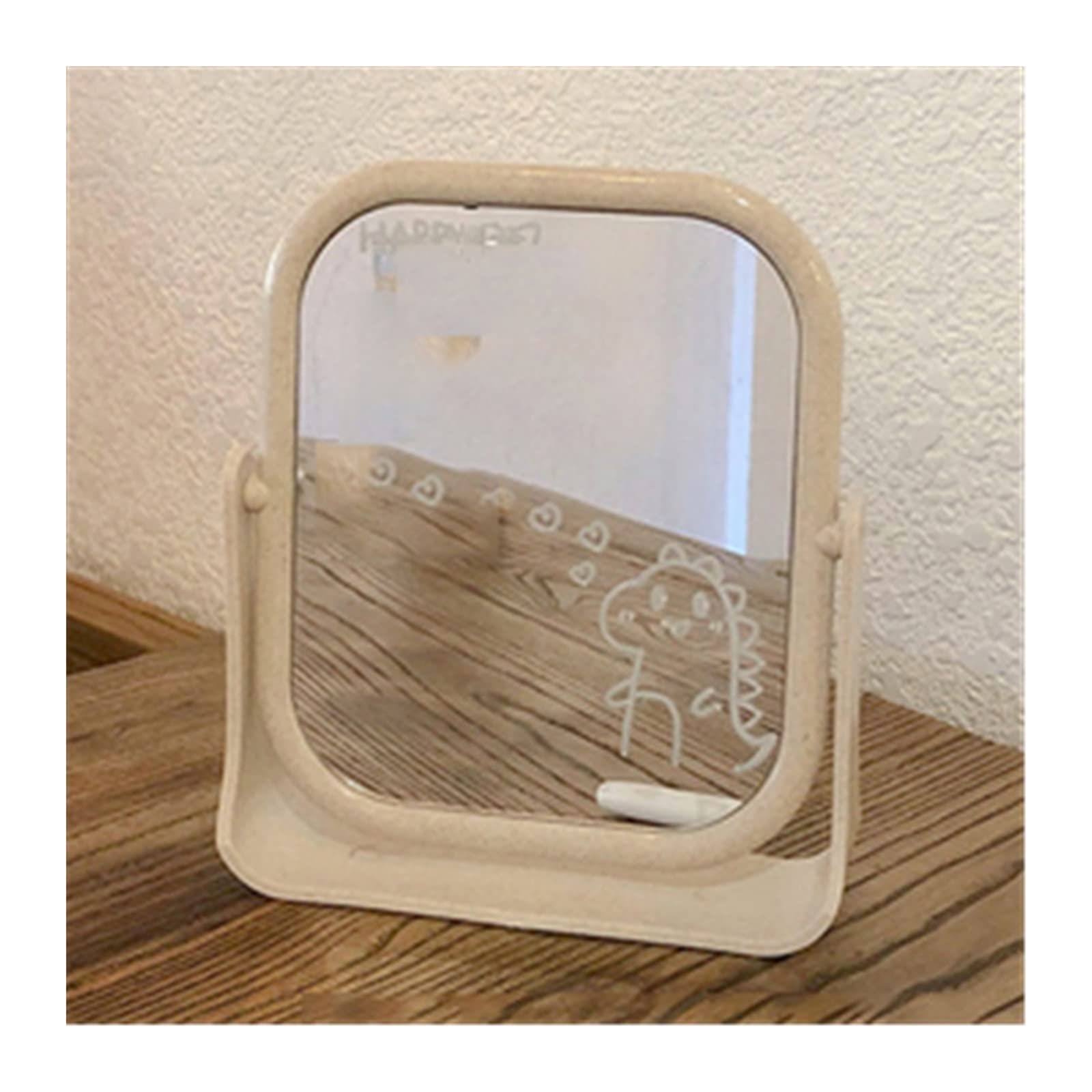 KFGISD, Portable Vanity Mirror Small Square Household Double-sided Mirror Tabletop Cosmetic Mirror,Tabletop Mirror(Beige)