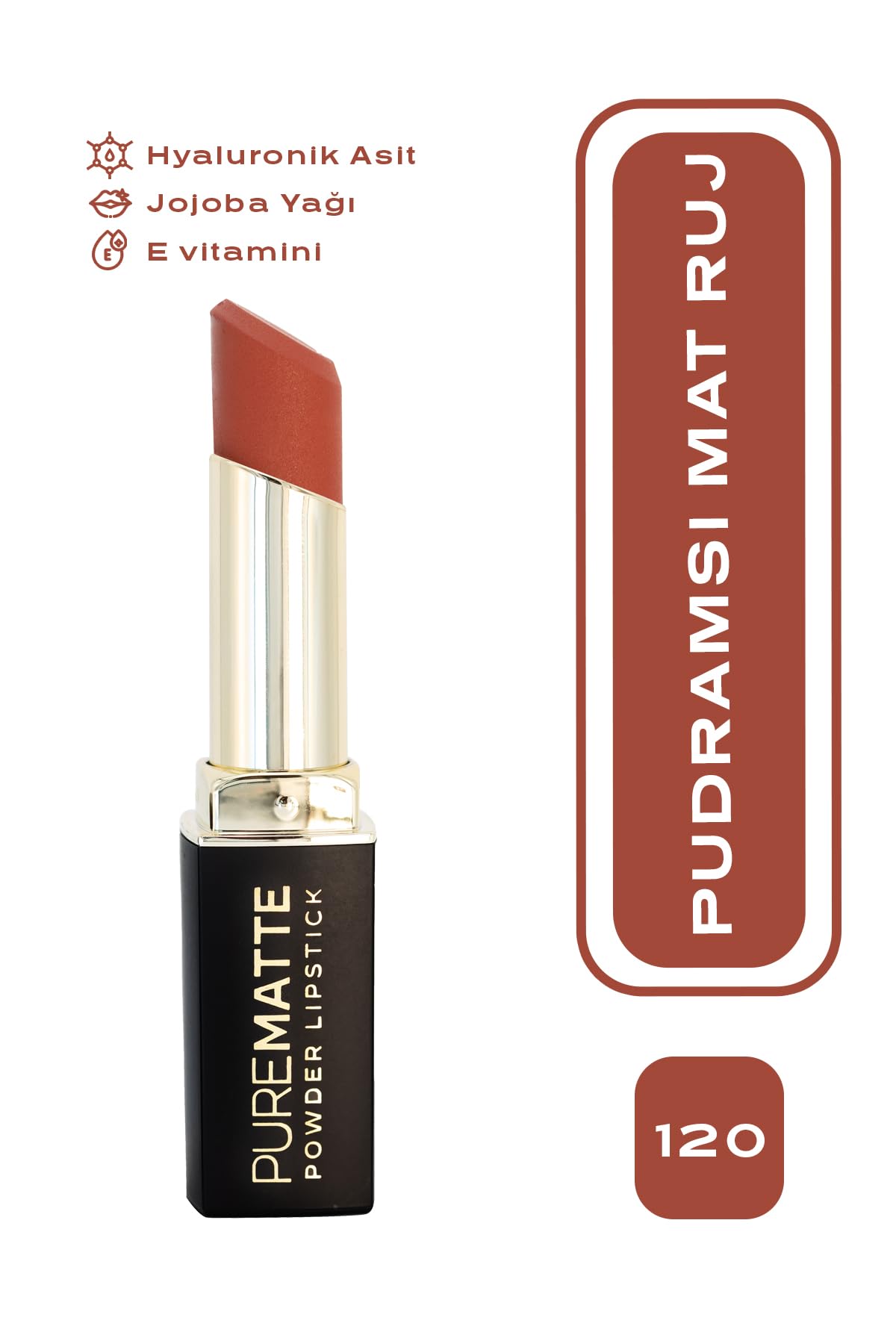 Golden Rose Pure Matte Powder Lipstick No: 120 - Nemlendirici Pudramsı Mat Ruj