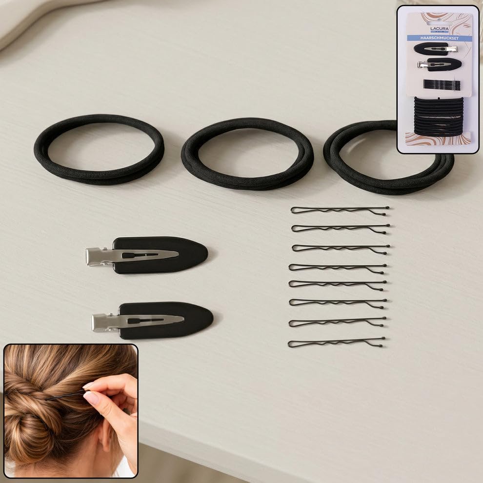 Image of Multipurpose Hair Accessories Combo Set for Women and Womens, Hair Bands, Bobby Pins and Snap Clips Hair Styling Essentials for Daily Use, Pack of 6 Sets