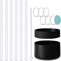 Vista 1 de 6 popotes de repuesto y anillos de junta de silicona y 1 funda protectora flexible para botella compatible con botella de agua Hydro Flask de boca