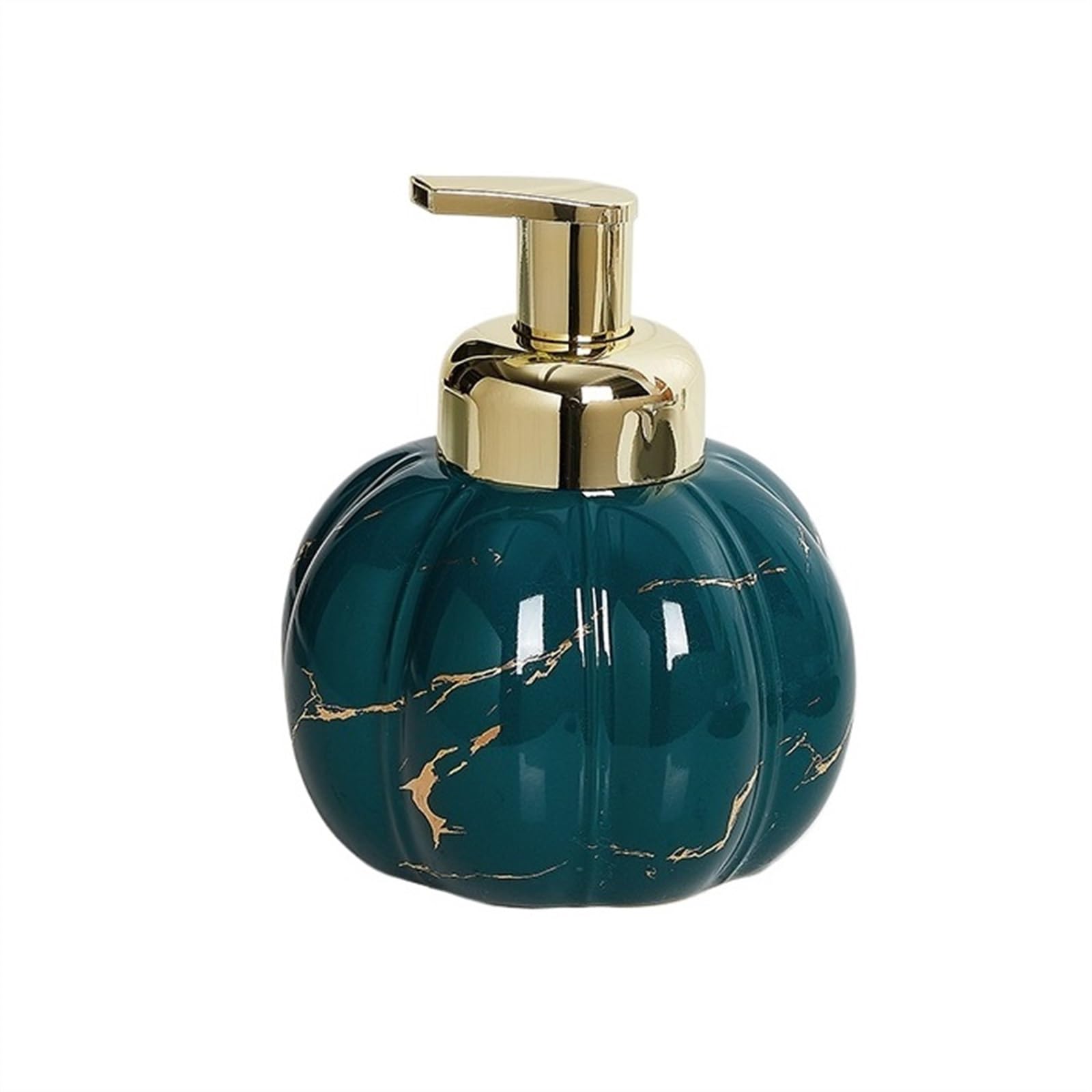 Cyairong-22 Green Soap Dispenser 460Ml/15.5Oz Rounded Bathroom Soap Dispenser Ceramics With Golden Pump And Exquisite Marble Patterns(Green)