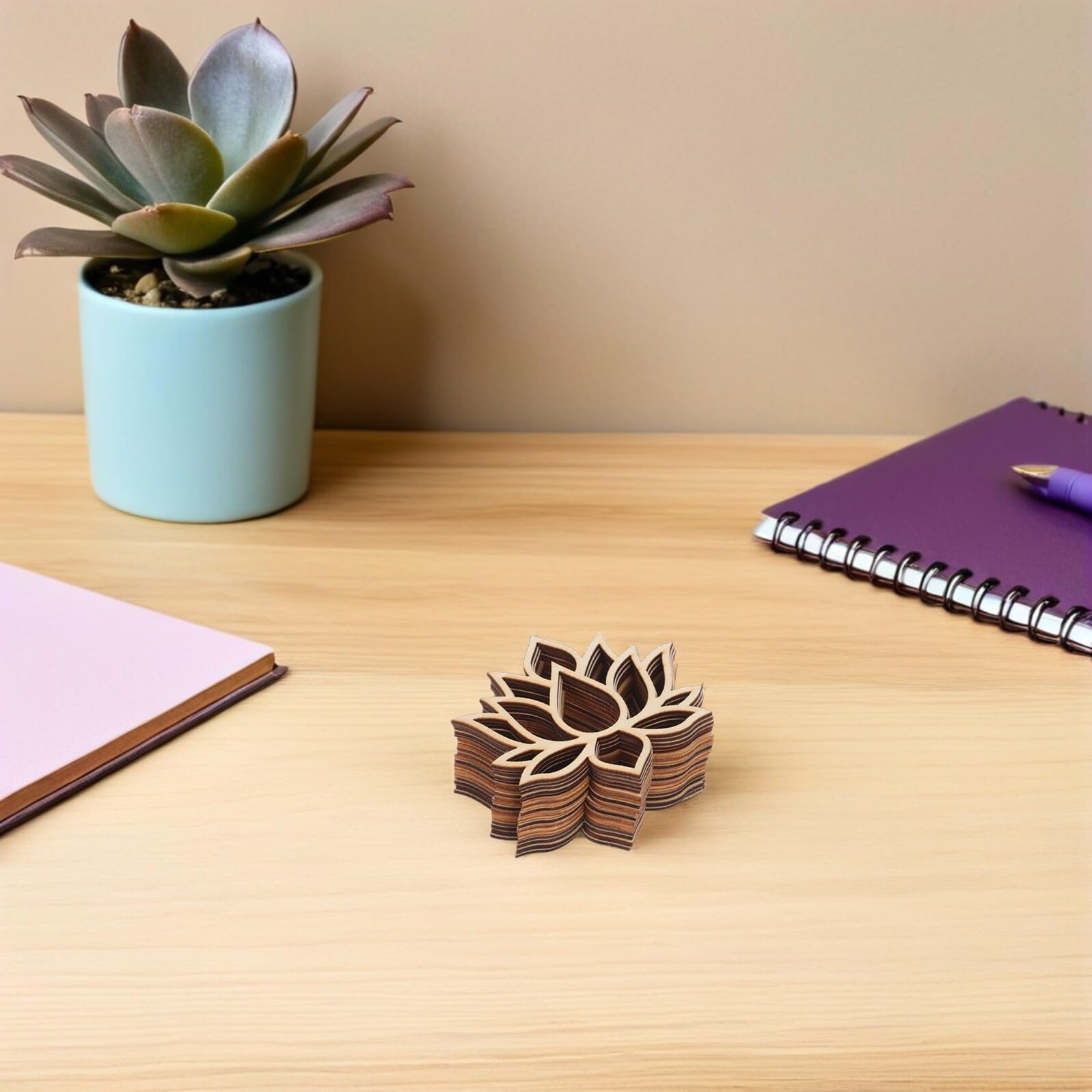 INOOMP 90piezas Anillos de Madera Loto para Atrapasueños Colgantes, Suministros de Macramé DIY para Decoración Artística de Pared y Habitación