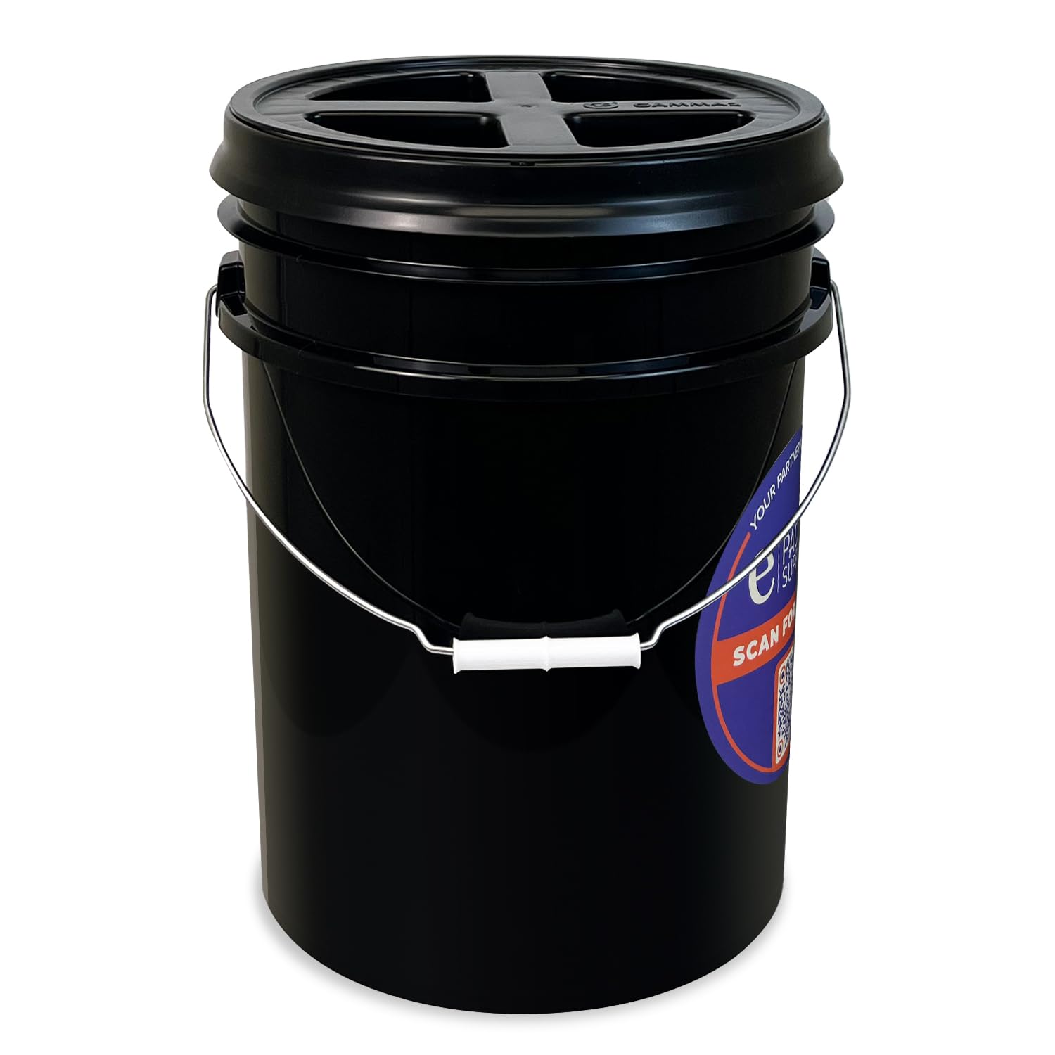 ePackageSupply, 5 Gallon Bucket with Gamma Seal Screw on Airtight Lid, Food Grade Storage, Premium HPDE Plastic, BPA Free, Durable 90 Mil All Purpose Pail, Color: Black, Made in USA