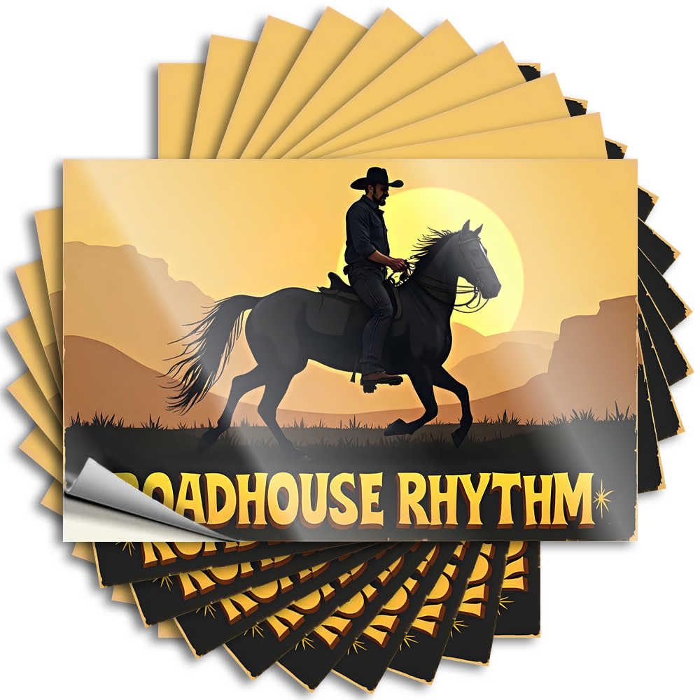 Funny Outdoor Decor Decal - Book Silicone Hard Rodeo Rhythm: Sunset Ride Adventure(12X18CM)