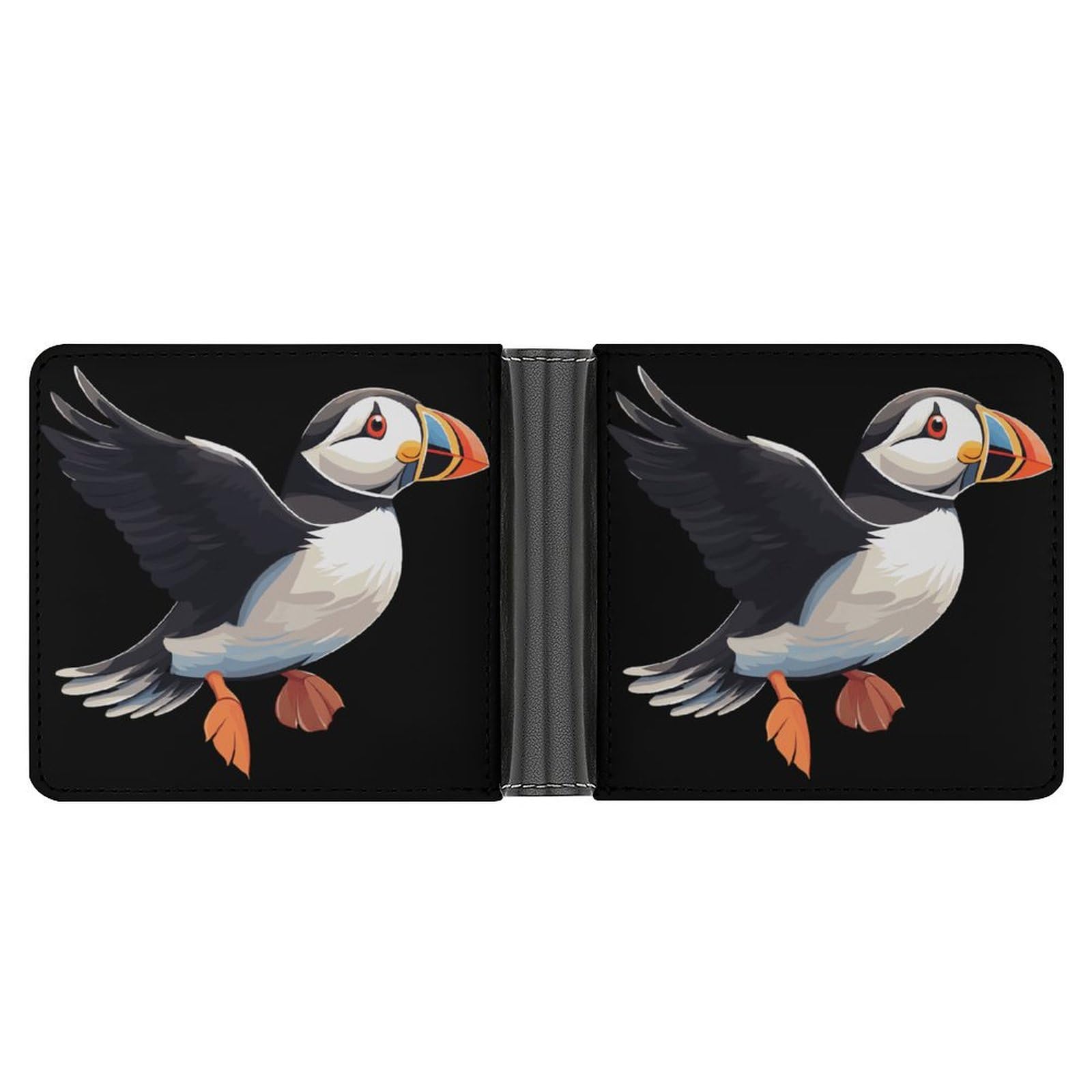 Puffines Birds Bifold Wallet PU Leather Coin Purse Lightweight Credit Card Holder Wallet Money Clip
