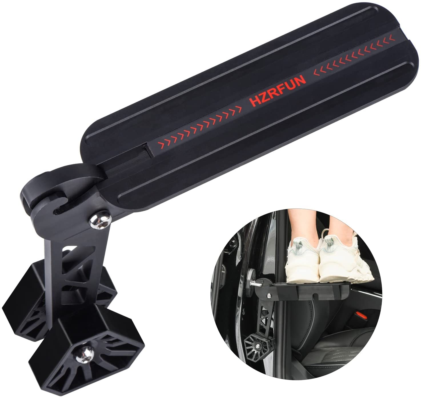 Car Door Step, Universal Fit Foldable Car Roof Rack Door Step Hook on Door Latch, Supports Both Feet, Easy Access to Car Roof Universal Fit for Most Car SUV Truck Maximum Load 400 lbs(Black)