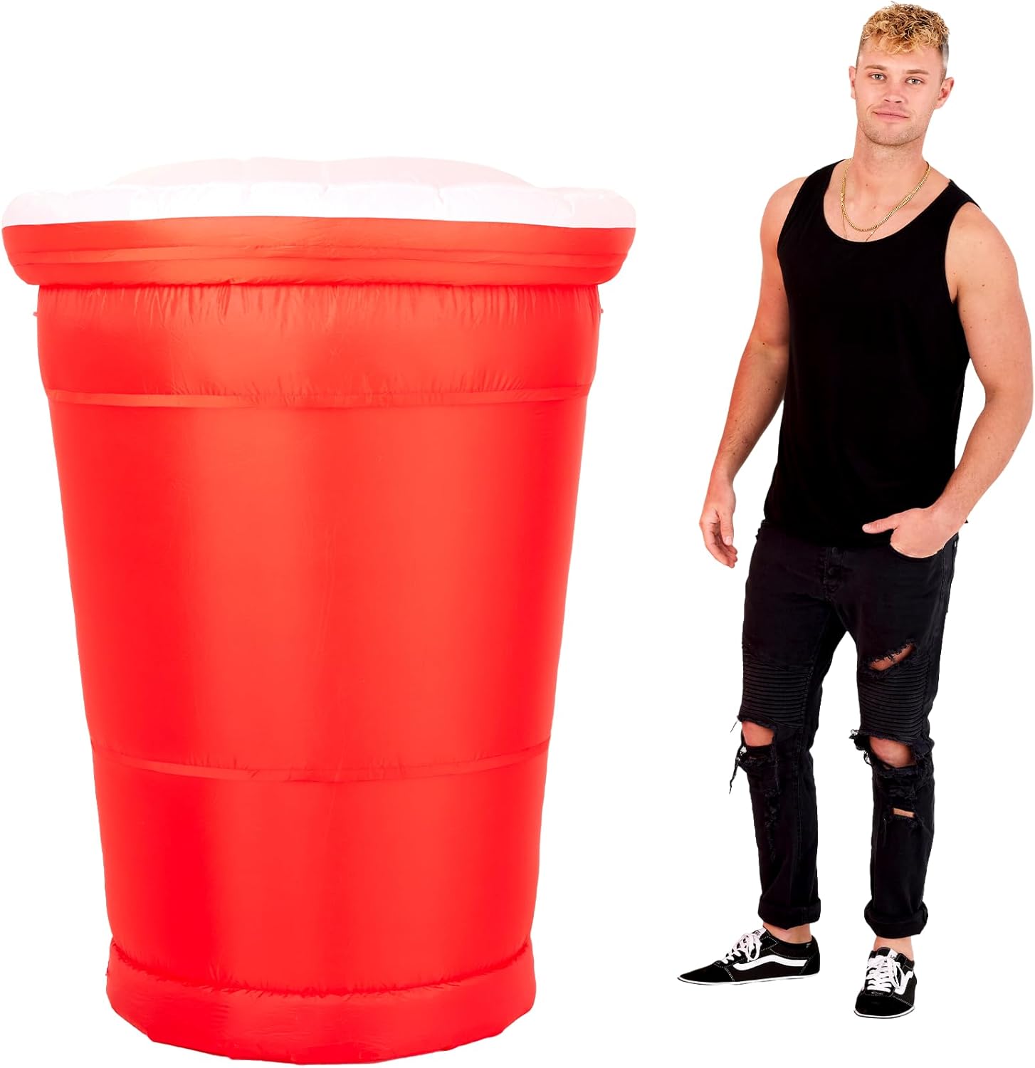 5ft Red Party Cup Inflatable with Internal LEDs – Large Indoor/Outdoor Blow Up Decoration for Graduation, College Parties, Tailgate, Birthday, BBQ