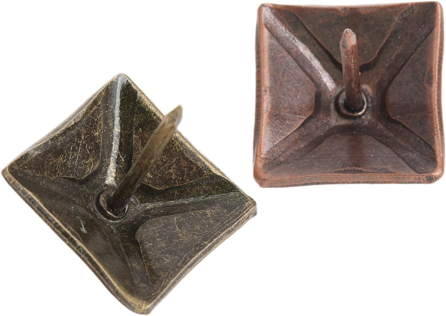 100Pcs 19x21mm Antique Bronze Upholstery Nail Square Pushpin Doornail Hardware Jewelry Box Sofa Decorative Tacks Stud Home Decor - (Color: red bronze)