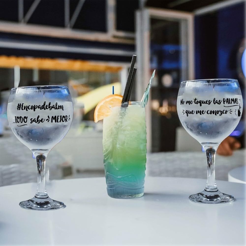 Pack. 6 Copas Balón Cocktail cristal 64.5 cl. frases divertidas nueva temporada