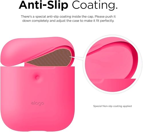Miniatura 5 de elago Funda protectora de silicona compatible con Apple AirPods 2 funda de carga inalámbrica, LED frontal visible, revestimiento antideslizante en