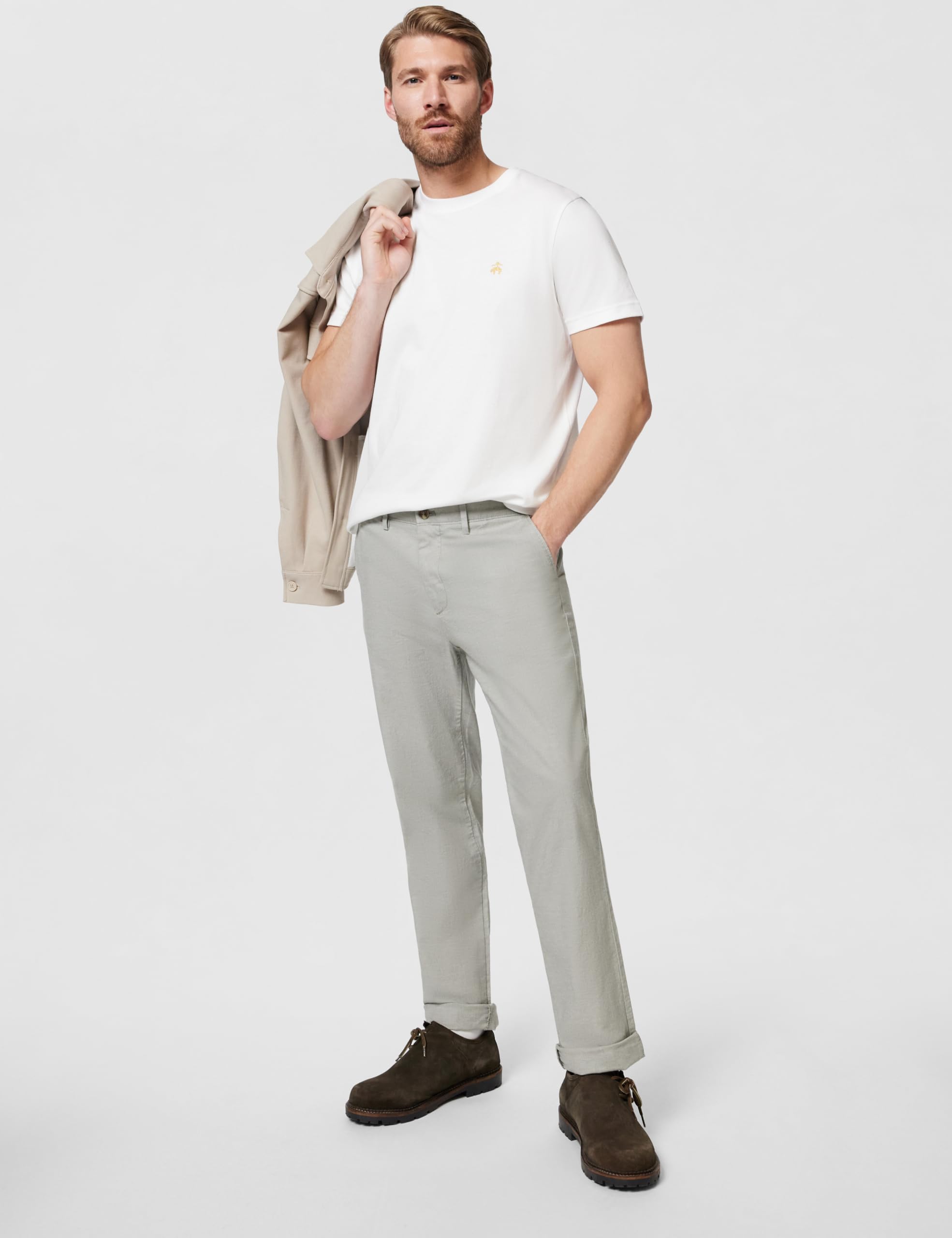 Brooks Brothers Supima T-Shirt À Manches Courtes et Col Rond en Coton avec Logo Homme