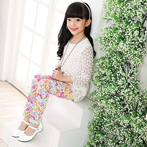 Calça legging skinny feminina com estampa floral e stretch da EFINNY (2-14 anos)