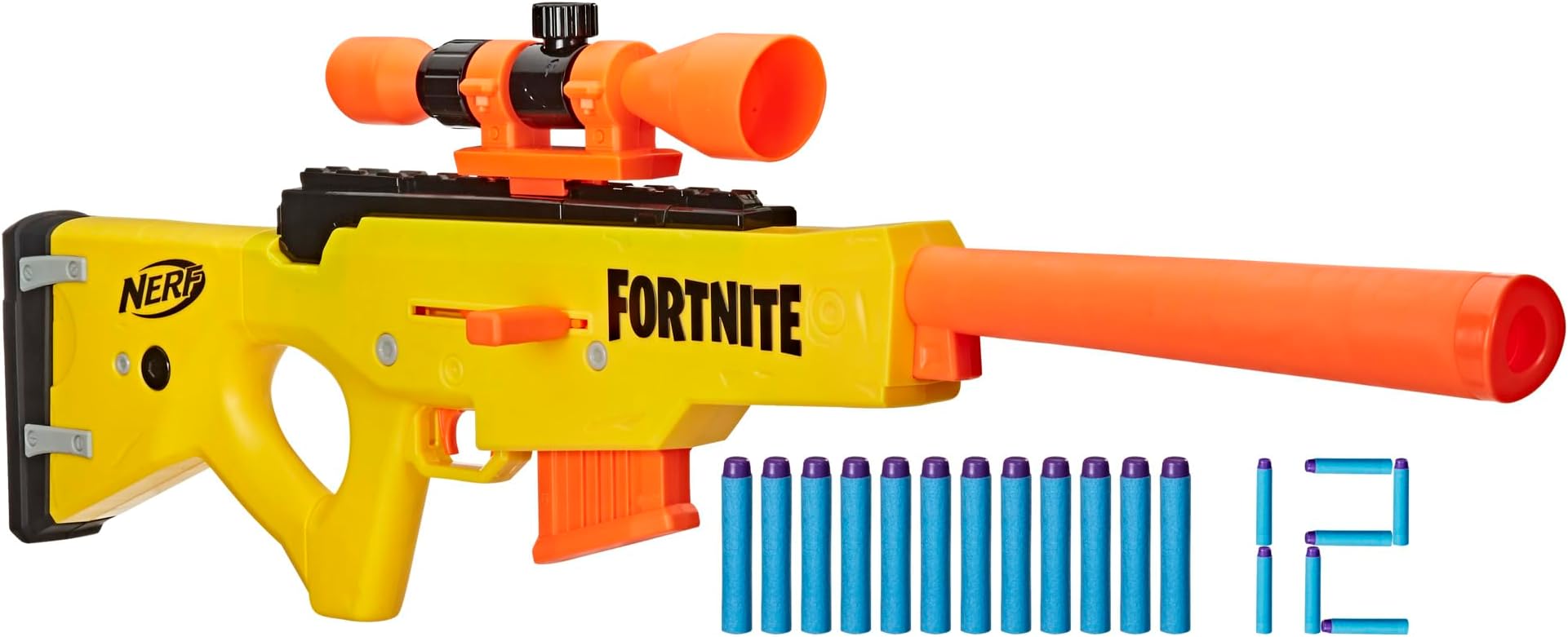 Nerf Fortnite BASR-L Bolt Action, Clip Fed Blaster - Includes Removable Scope, 6-Dart Clip and 12 Official Nerf Elite Darts