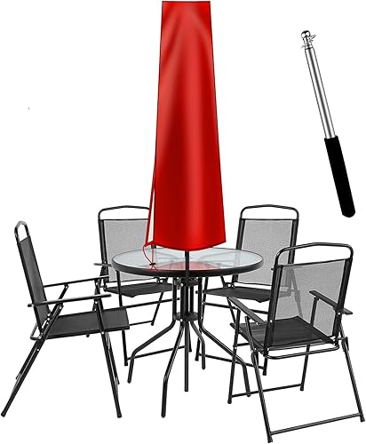 Dafire Funda para sombrilla de patio de 7 a 9 pies, fundas de sombrilla de 5.6 ft (rojo 420D), tela Oxford impermeable con cremallera, fundas de