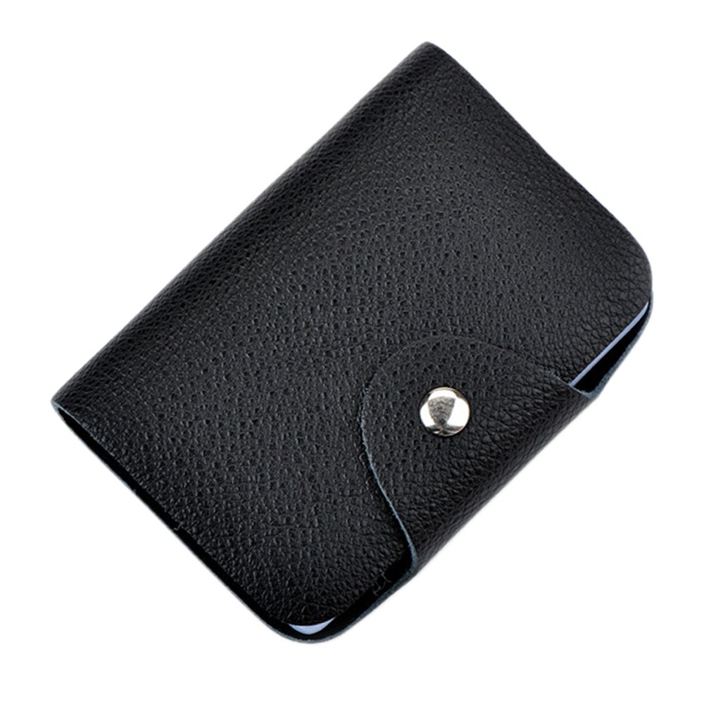 Leather Credit Card Holder Business Card Holder Name ID Card Case with 26 Card Slots (Black)
