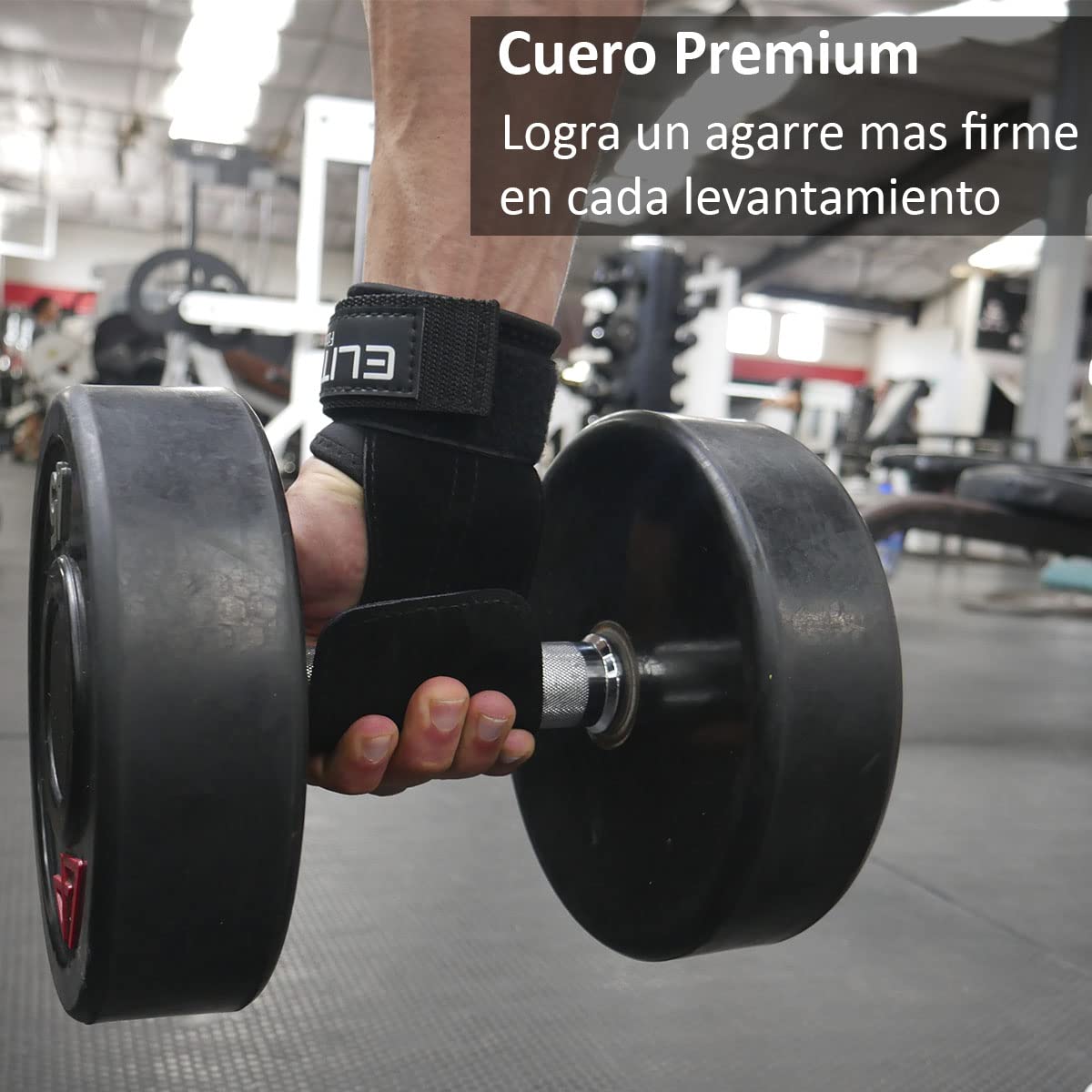 Elite Fitness Calleras de Cuero para Gimnasio, Protectores de Mano Tipo Straps, Ideales para Crossfit y Levantamiento de Pesas