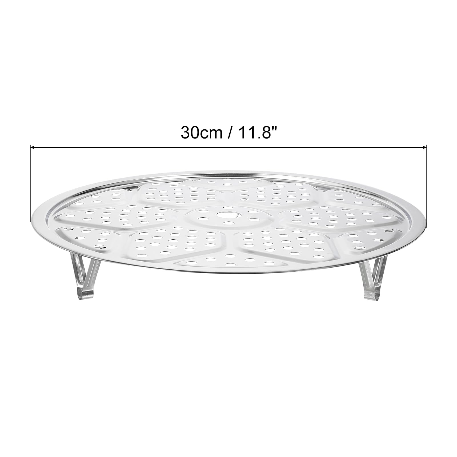 uxcell 3 griglie per cottura a vapore in acciaio inox con supporto, vassoio per cottura a vapore da 30 cm, per pentole a vapore istantanee, tonalità argento