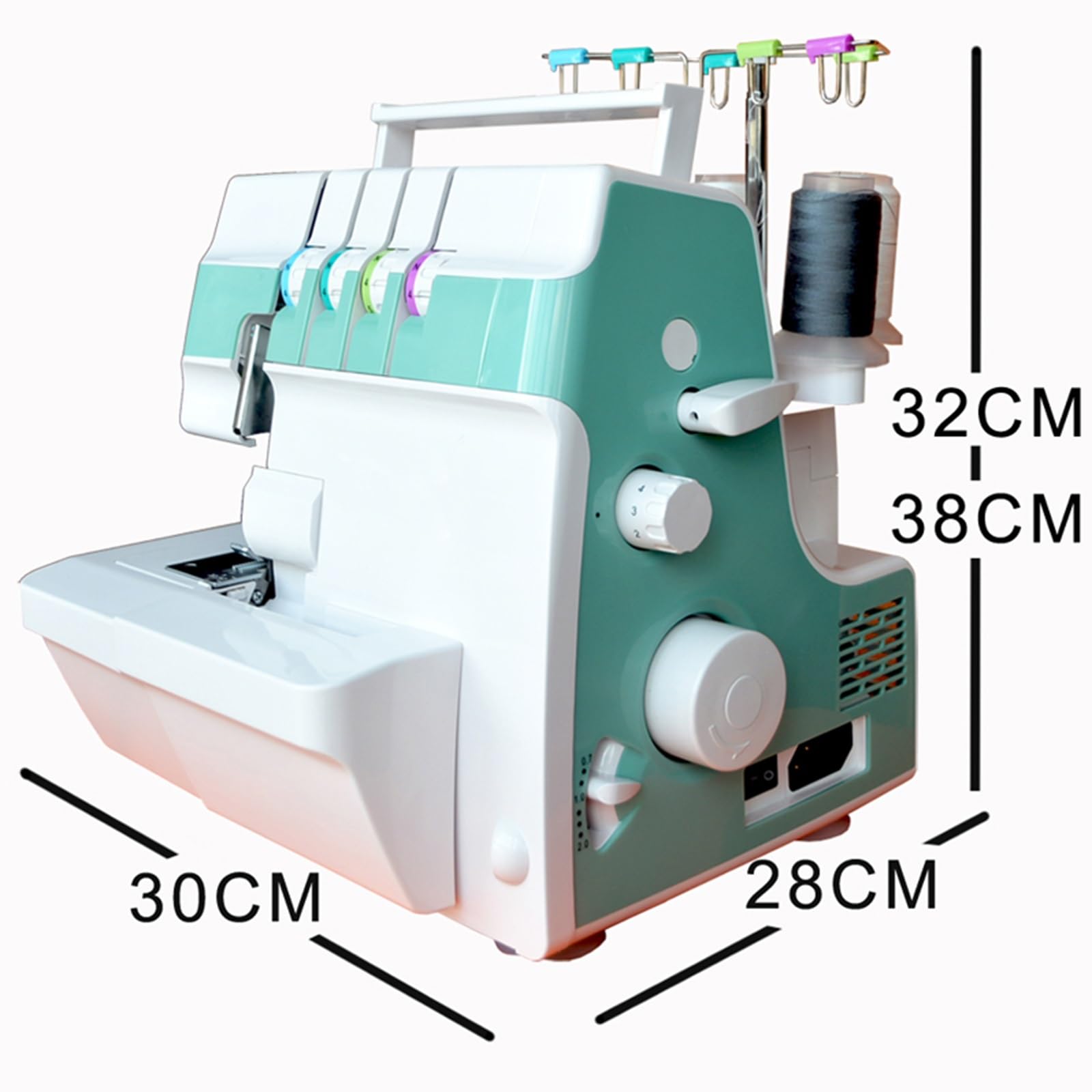 Machine à coudre surjeteuse avec surpiqûre – Capacité 2-3-4 points, distance d'aiguille réglable, lumière LED, grille rétractable pour débutants et professionnels