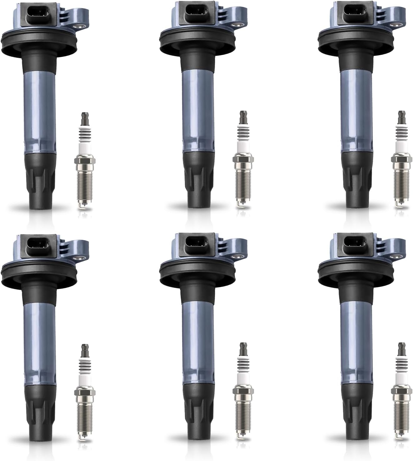 Set of 6 Ignition Coil Pack and Platinum Spark Plugs Compatible with Ford F150 Explorer Edge Flex Taurus Lincoln MKX MKT 2016 2017 2018 2019 2020 3.5 3.7L V6 Replaces UF823 SP520 7T4E12A375GA