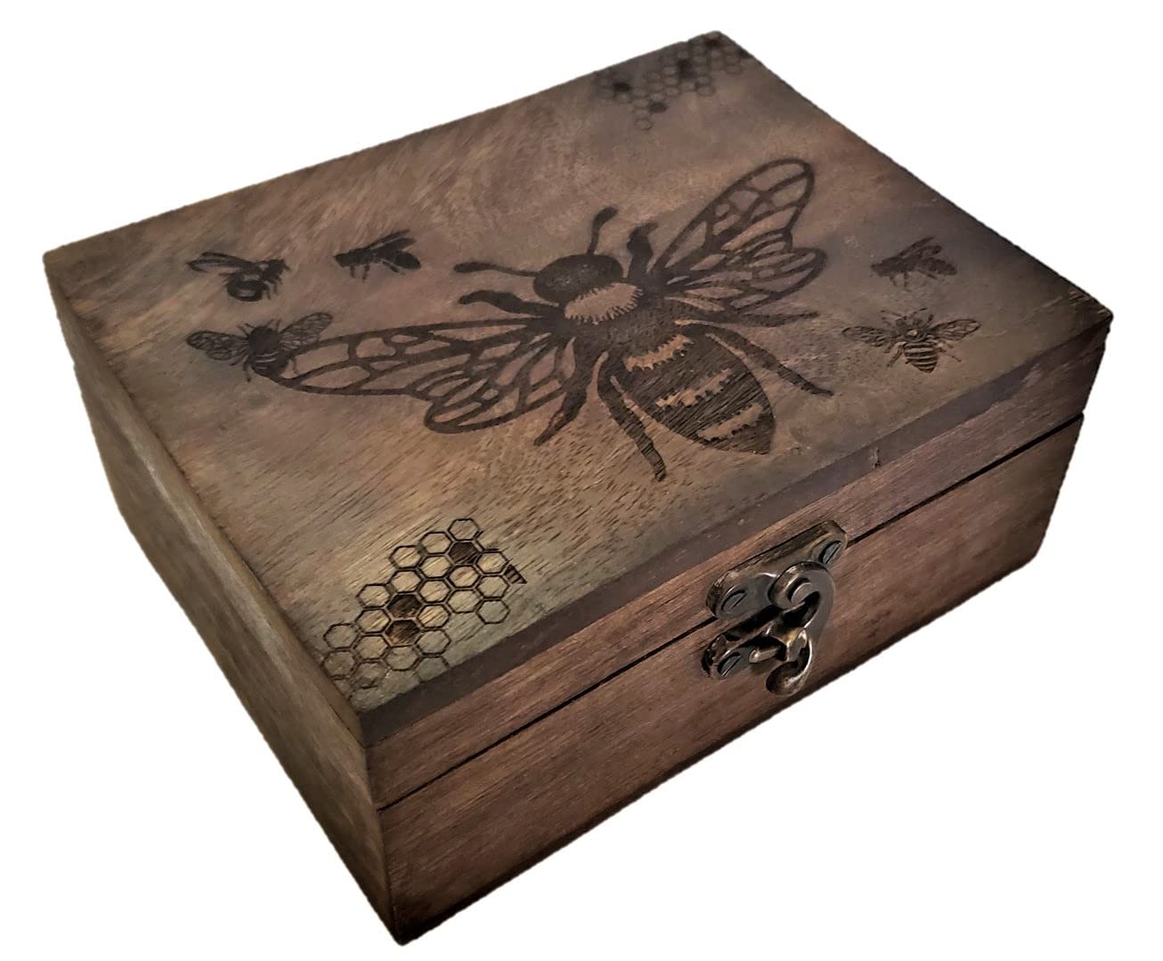 JB&C PremiumEngraved Bee Jewelry Box Beautiful Trinket Keepsake Box | Decorative Holder Organizer | Gift Idea Valentine's Day, Birthday Christmas, Weddings, Animals Bee Lover Gifts for Home Décor