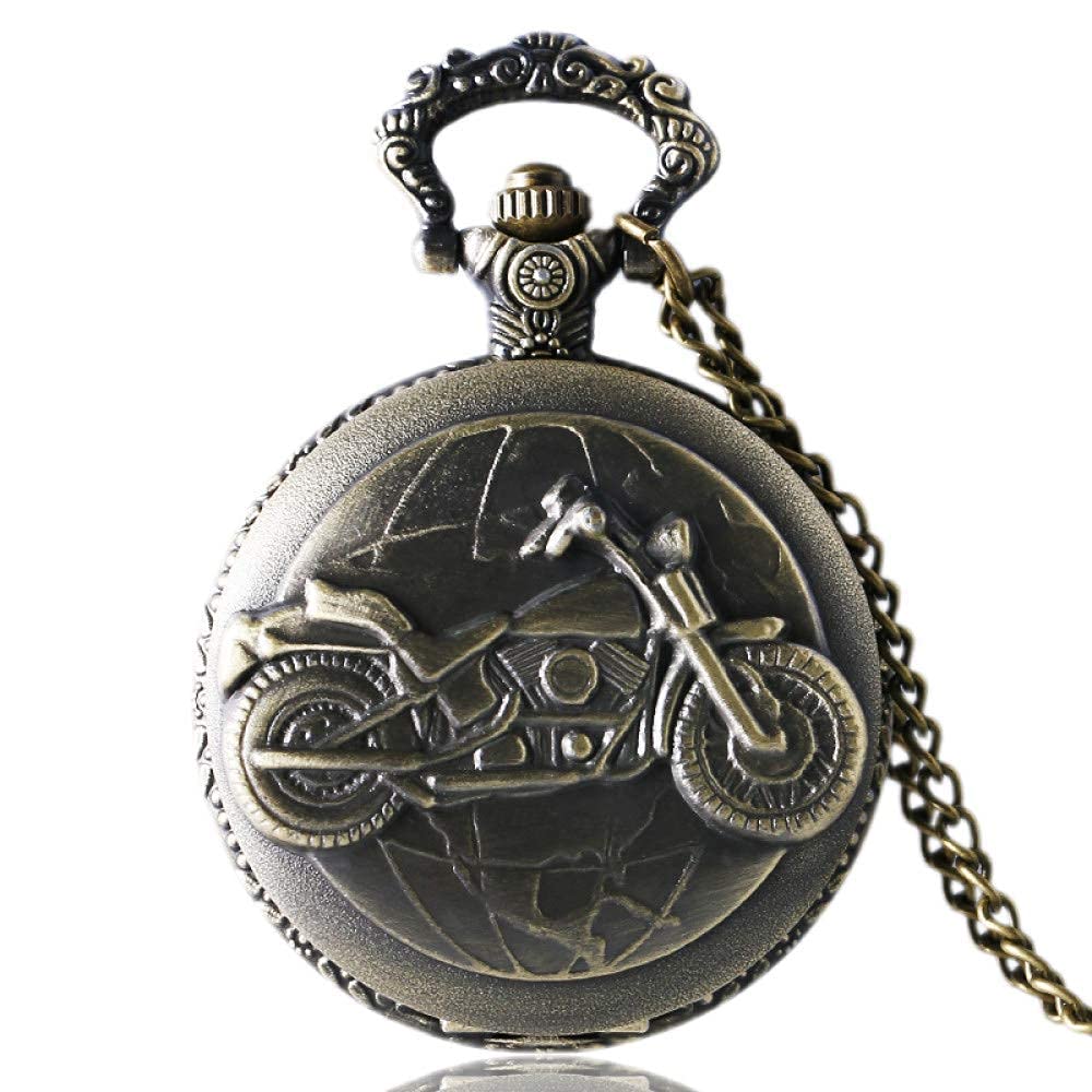 Montre de poche moto vintage en bronze, le collier pendentif symbole de liberté pour tous