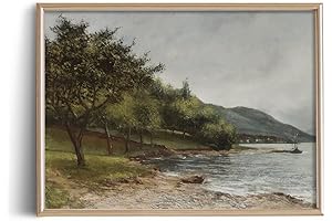 Muted Coastal Seascape Landscape Oil Painting Wall Art Print