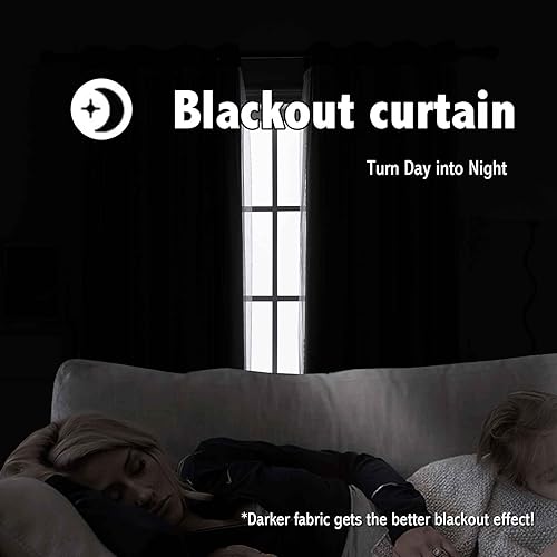 Miniatura 3 de indistar Home Cortinas opacas de doble capa con ojales sólidos en la parte superior, par de paneles de cortinas para ventana, 52 pulgadas de ancho x