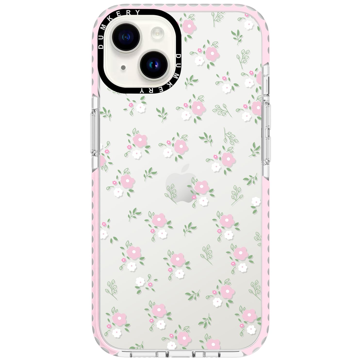 Cute Clear Pink Flowers Phone Case Compatible with iPhone 14 Plus Floral iPhone 15 Plus Case Aesthetic Pattern