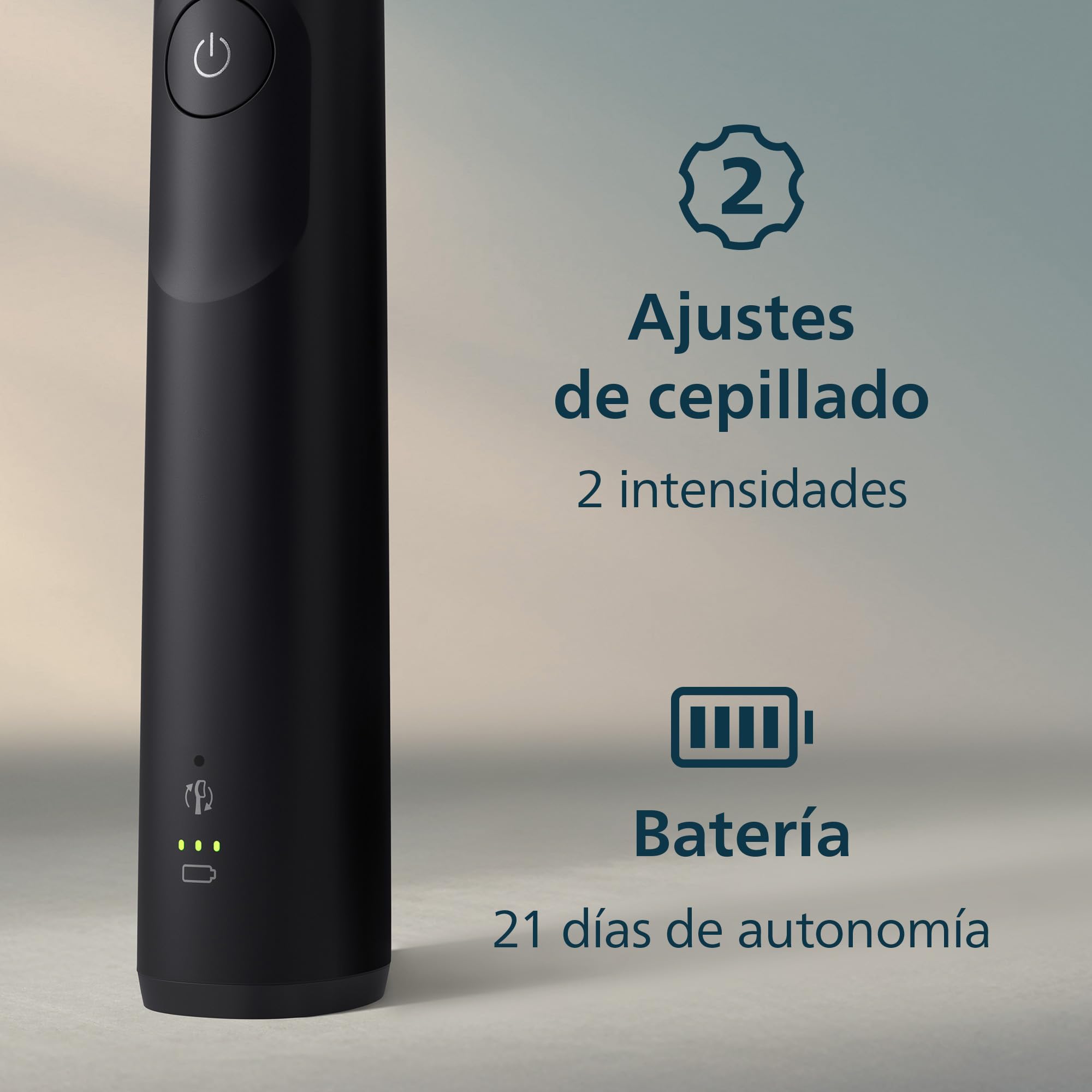 Philips Sonicare 5300 cepillo dental eléctrico, sónico con 2 niveles de intensidad, alerta de presión, EasyStart, SmarTimer y BrushPacer, negro, modelo HX7101/01 [Nueva Tecnología]