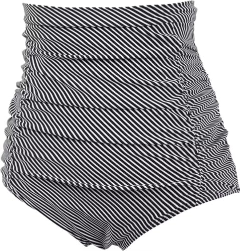 Image of COCOPEAR Women's Ruched High Waisted Bikini Bottom Retro Vintage Swim Short Tankinis