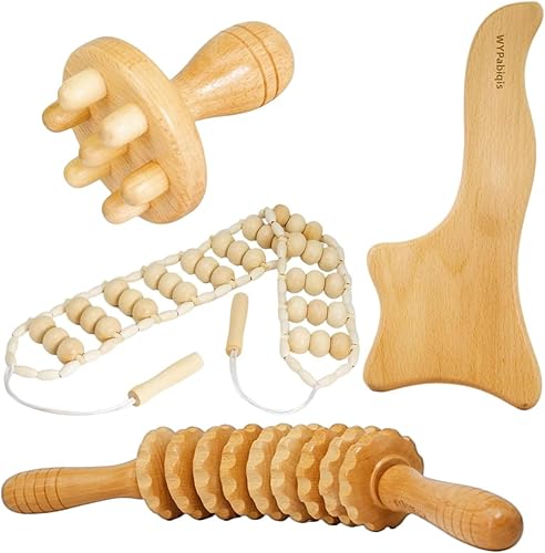4 herramientas de masaje de terapia de madera para moldear el cuerpo kit de Maderoterapia masajeador anticelulítico juego de herramientas de