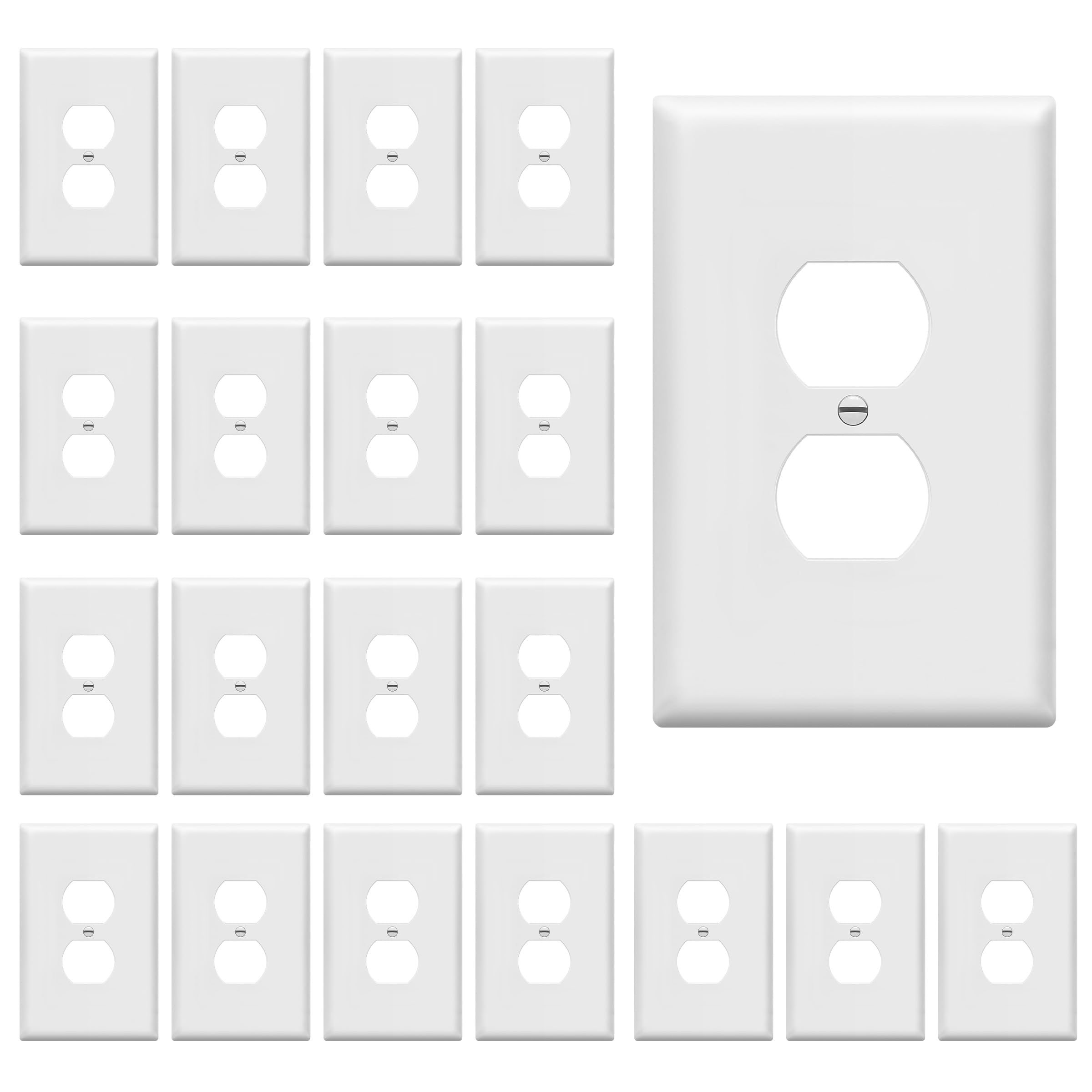 ENERLITES 20 Pack Oversized Duplex Outlet Covers, Jumbo Wall Plate, White