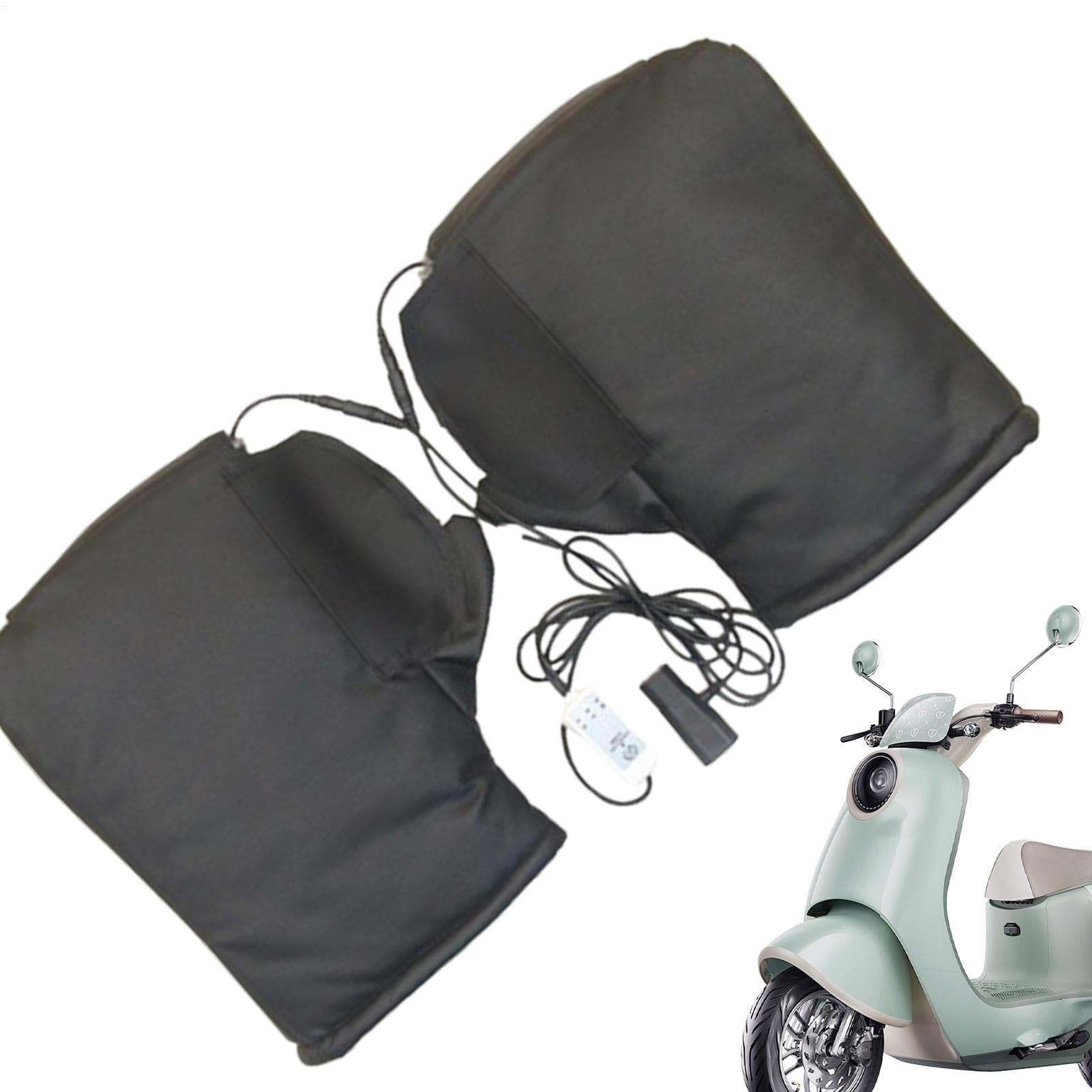 Copertura per maniglia elettrica, guanti riscaldati, manopole riscaldate per moto, antivento, manopole regolabili in temperatura, impugnature per manubrio impermeabili per l'inverno, nero