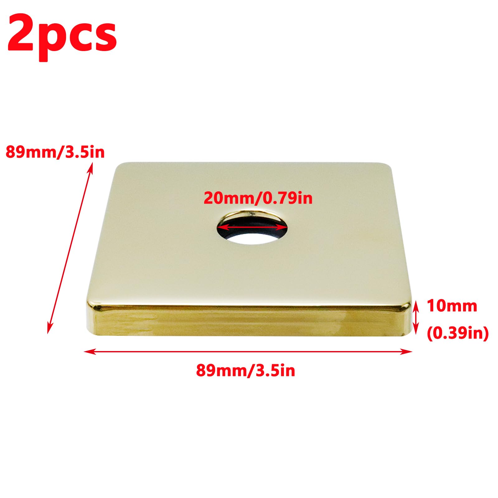 Antrader Square Shower Flange Cover,Large Shower Arm Flange,3.5 Inch,2Pcs (Bright Gold
