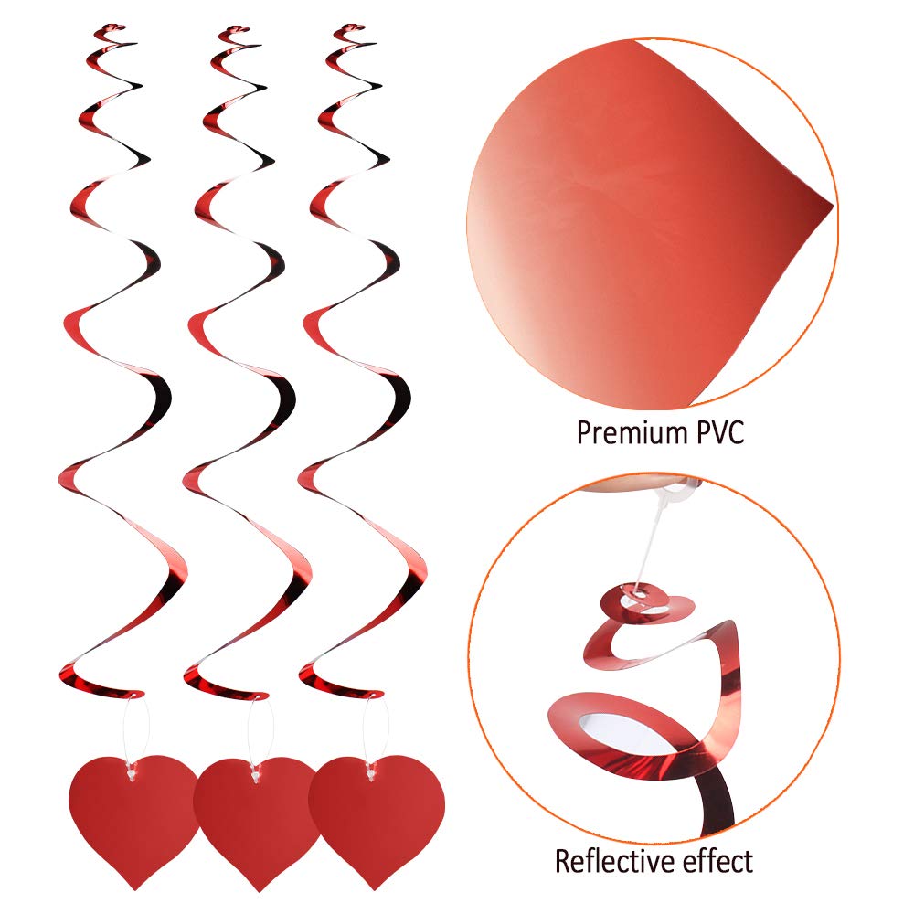 THQAE 30 Pezzi Ghirlanda Cuore Decorazione San Valentino, Cuore a Spirale Pendente Rosso, Fascia Decorativa da Appendere, Ghirlande di Cuore per Matrimonio, Anniversario, Festa di Compleanno e Eventi