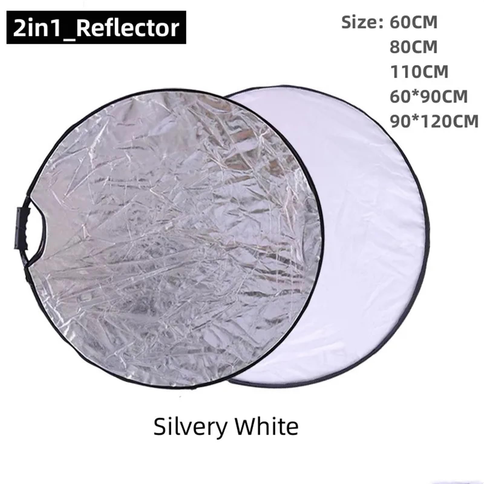 Reflector 5 en 1 Plata Blanco Oro Portátil Plegable Luz Suave Fotografía Redonda for Estudio Reflector Fotografia (Size : 90X120CM-S W)