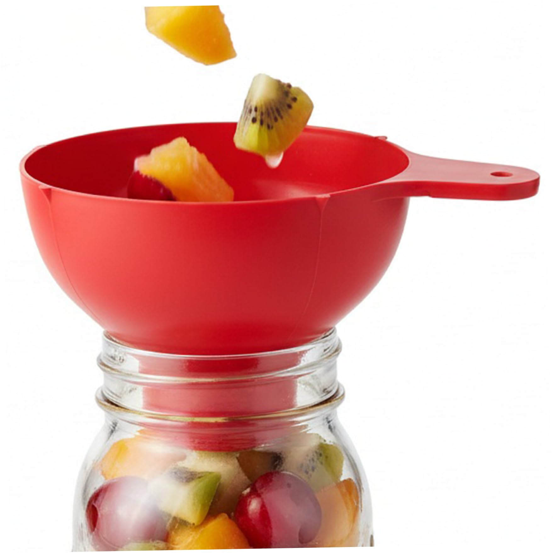 Licsaliwe Red Wide Mouth Funnel, 4.8 Inch Plastic Mason Jar Funnel, With Handle For Liquids, Powders, Dry Goods,