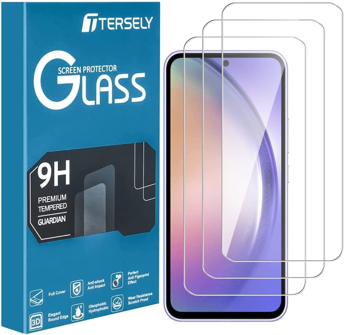 3 Pcs Tempered Glass Screen Protector for Samsung Galaxy A54 5G 2023, Case Friendly, Ultra-Clear, Shatterproof, Anti-Scratch Film for Enhanced Protection