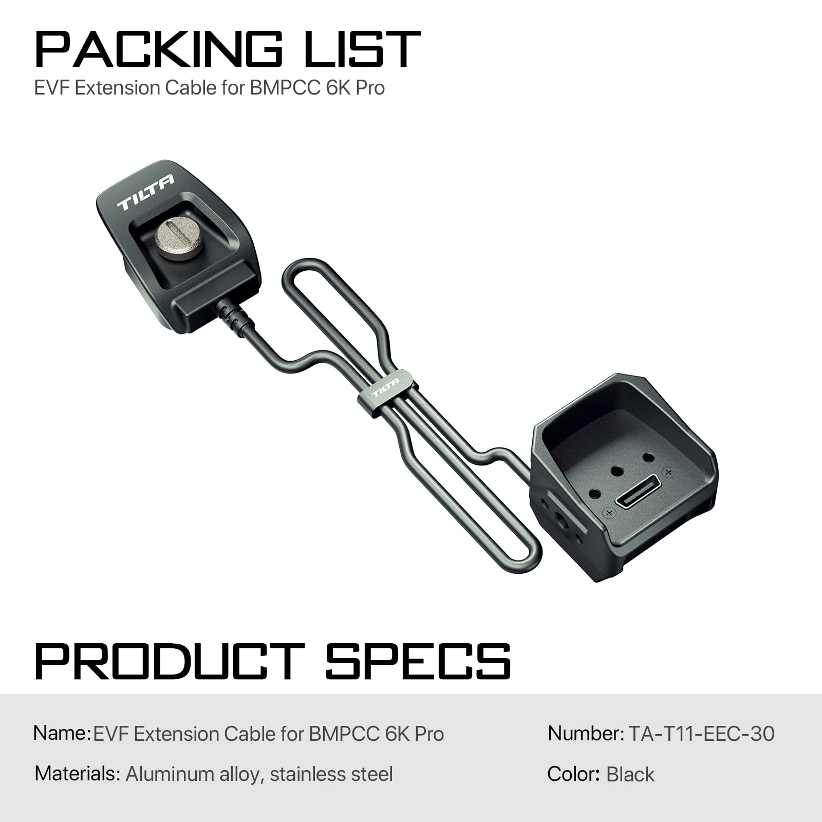 Tilta EVF - Cable de extensión compatible con BMPCC 6K PRO (60 cm) TA-T11-EEC-60