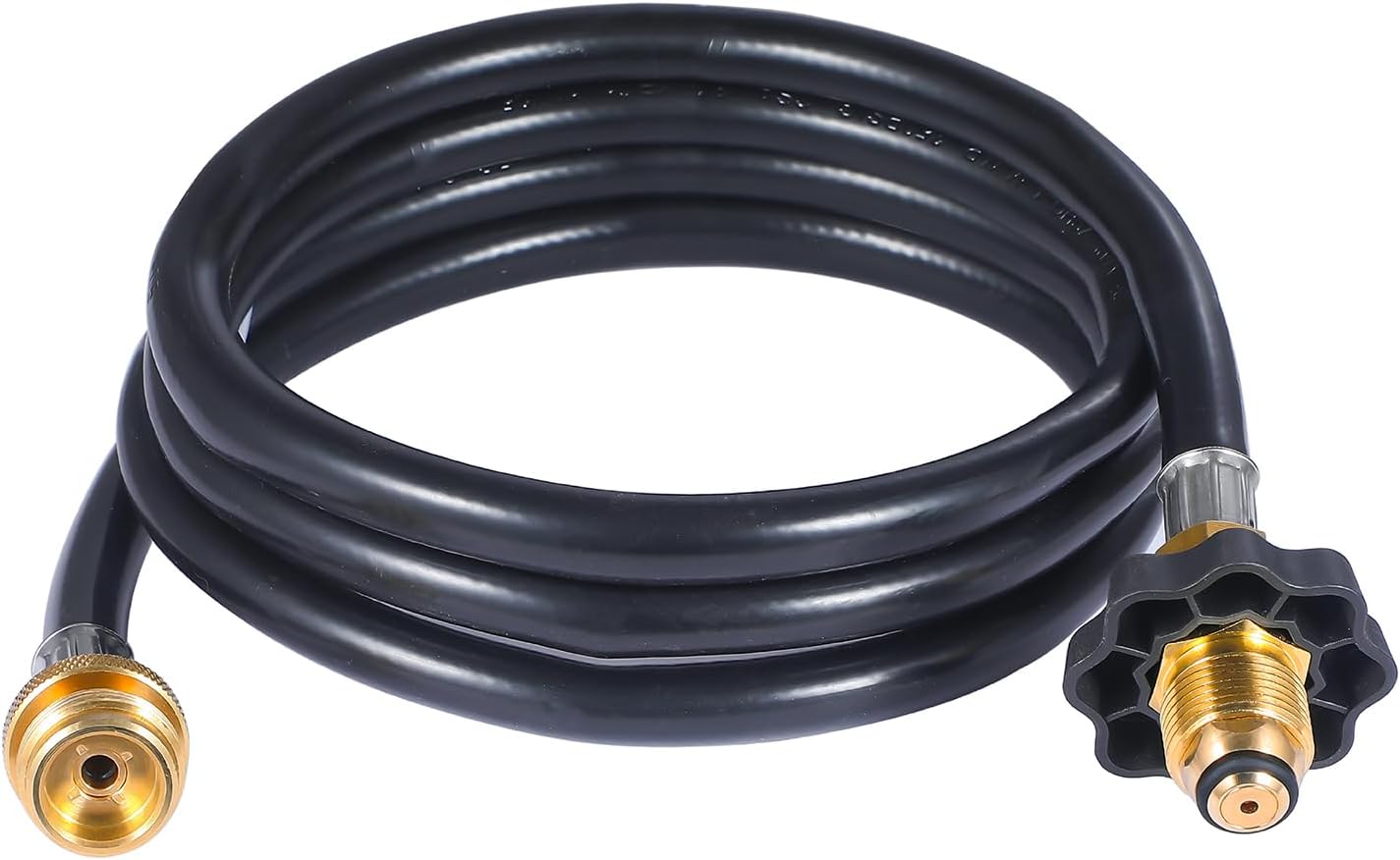 6' Propane Hose Adapter for Portable Heater, Connects Appliances to Propane Tank, Fits 1-, 5-lb or 20-lb Tanks, POL Connection, Hand Tighten Swivel Ends, AH1, Black