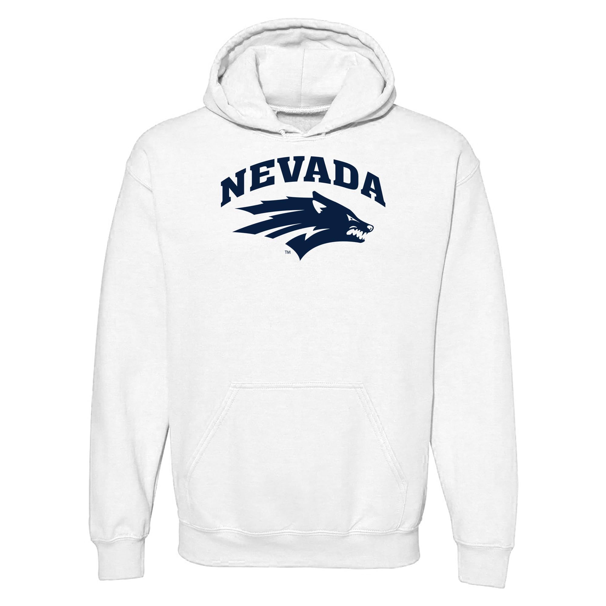UGP Campus Apparel NCAA Officially licensed College - University Team Color Arch Logo Hoodie, University of Nevada Wolf Pack White, Large โ image 1
