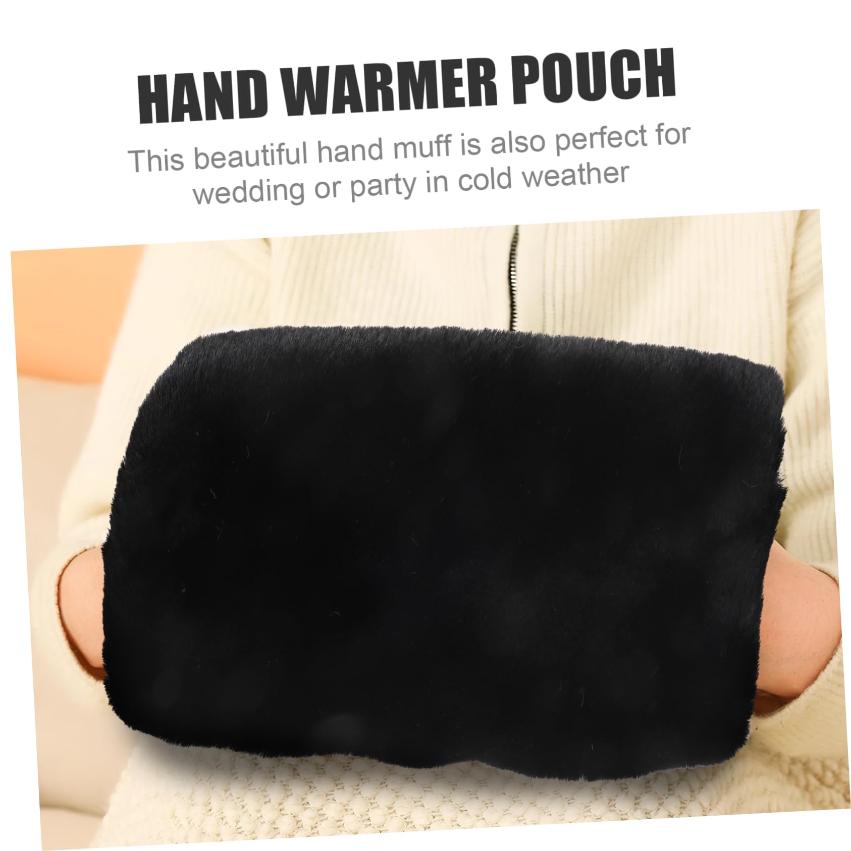 BESTonZON Manguito Felpa Cálida De Invierno Guantes Pelo para Accesorio Conduciendo De Punto Bolsa Térmico Ligero Las Manos Más Cálido Calienta Conejo Lana Chicas Negro Felpa Corta