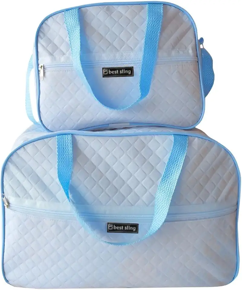 Kit 2 Mala Bebe Saida Maternidade Menino Azul Bebe Bolsa Reforçada Alça Ombro Passeio Viagem Grande
