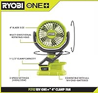 Vista 2 de Birsppy RYOBI 18V ONE+ - Ventilador inalámbrico de 4 pulgadas (solo herramienta)